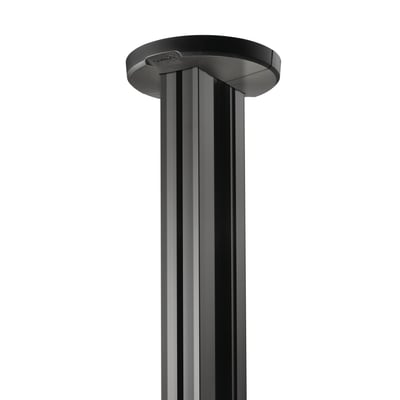 Vogels Connect-IT PFA 9132 gulv/loft support monteret på en sort, rektangulær stang, isoleret på hvid baggrund.