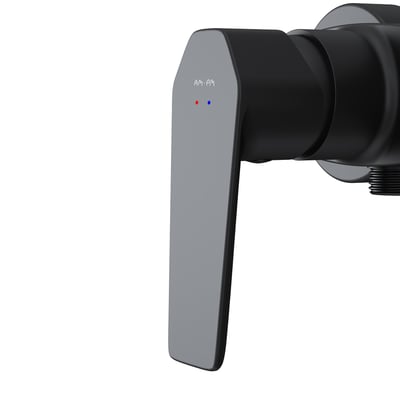 AM.PM Gem brusearmatur i mat sort messing med 1-grebs betjening og diskrete markeringer for varmt og koldt vand.