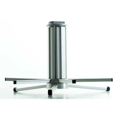 Festo Vario Clou kabelafruller i sølvfarvet metal med fem støtteben, klar til brug på hvid baggrund.