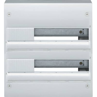 Hager Gamma gruppetavle GD218B med 2 rækker og 36 modulpladser, hvid RAL 9010, monteret på en hvid baggrund.