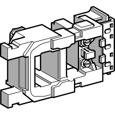 Schneider Electric TeSys F spole LX4FG, et teknisk diagram der viser spoledelen af kontaktoren med 220-230V DC.