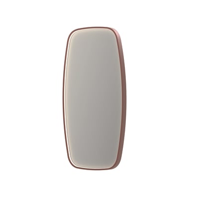 Sanibell SP31 spejl, 50x100cm, med børstet kobber aluramme og integreret dæmpbar LED-belysning i rammen.