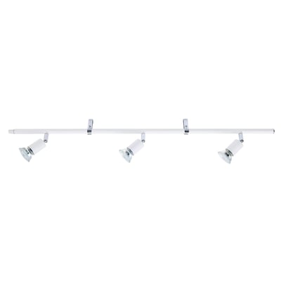 EGLO Mini Skinne hvid 80 cm med tre justerbare spots og GU10 fatninger på hvid baggrund.