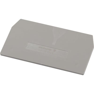 Weidmüller endeplade ZAP/TW ZDU16 i beige Wemid, med præget logo og produktinformation på en neutral baggrund.