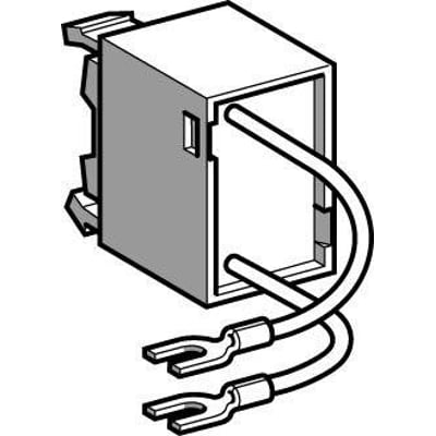 Schneider Electric RC-LED tilbehør til LC1F kontaktorer, vist med tilslutningsledninger og gaffelterminaler.