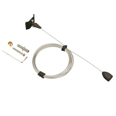 Scan Products Mita 1F wiresæt i sort 3 meter, medfølgende monteringsdele som skruer, rawlplugs og unbrakonøgle.