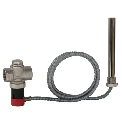 SYR 95 termisk ventil med 1,3 m kapillarrør og dykkerør, 3/4" tilslutning, åbner ved 95° C.