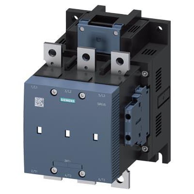 Siemens vakuum kontaktor, 3-polet, størrelse S10, 225A AC-3, med busbar tilslutning og potentialfri kontakter.