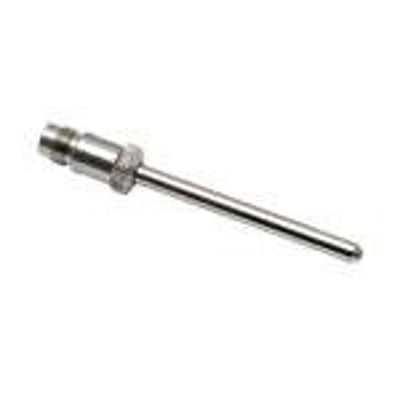 Parker lige kort dyse i forniklet messing med M12x1,25 gevind og DN 2,5 mm, vist isoleret på hvid baggrund.