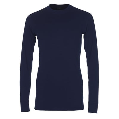 Mascot Kiruna undertrøje i marineblå med lange ærmer og rund hals, fremstillet i svedtransporterende COOLMAX® materiale.