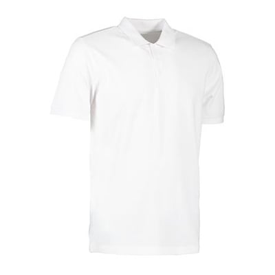 ID Identity økologisk poloshirt i hvid til mænd, str. XL, med 3-knaps stolpelukning og krave.