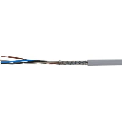 Multikabel 5x0,25mm² med skærm af fortinnet kobberflet, PVC-isolering og grå yderkappe.