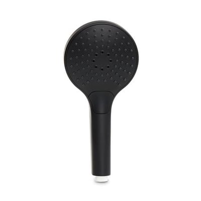 Mat sort håndbruser med rub clean funktion og 3 strålefunktioner, vist isoleret på hvid baggrund.