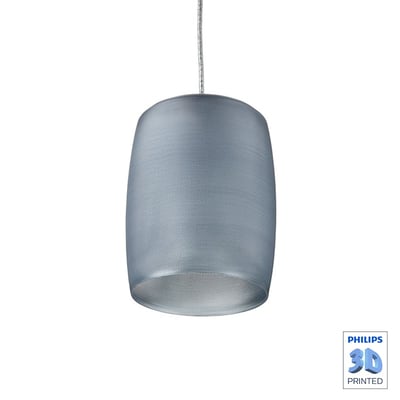 Philips Lighting Pendel PT520C i grå Curve-design med 3D-printet struktur og 3 meter kabel hængende fra en wire.