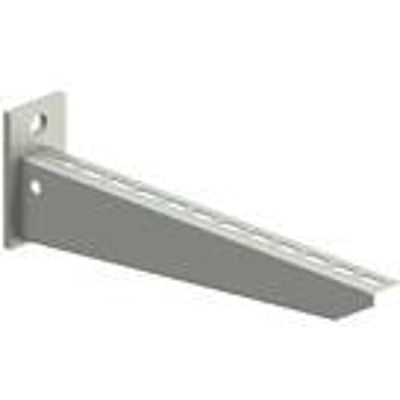 Legrand CRP 600-X konsol til vægmontering, 121 x 617 mm, fremstillet af varmgalvaniseret stål med synlige monteringshuller og perforeringer.