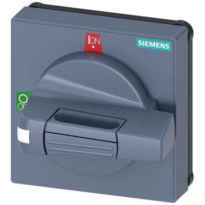 Siemens Håndtag 8UD1 i grå med teksten 'ON' og Siemens logo, 75x75mm, til 45mm håndtag.