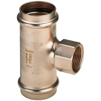 Viega Seapress T-stykke til havvand i messing med 54mm pres-tilslutning og 3/4" indvendigt gevind.