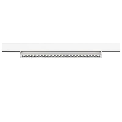 En lang, hvid SLV IN-LINE 46 48V spot med mange LED'er sidder monteret på en skinne, klar til brug.