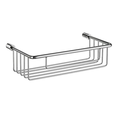 Smedbo Sideline sæbe/svampekurv i poleret krom, fremstillet af massiv messing, med skjult montage og målene 215x117x60 mm.