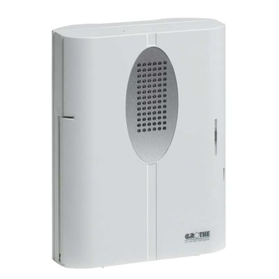 Urmet Ringeklokke Croma 230A fra Grothe, hvid med en oval grå højttalergitter og Grothe logo.