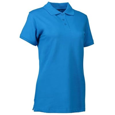 ID Identity turkis dame polo i 2XL, fremstillet af piquékvalitet med stretch og tone i tone-knapper.