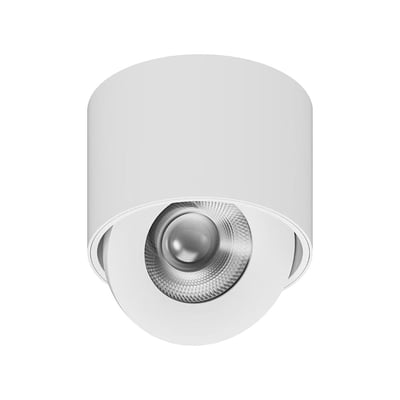 Hvid, rund V-TAC LED-påbygningsspot på 12 W med CCT og 3-i-1 lysfarve, set forfra.