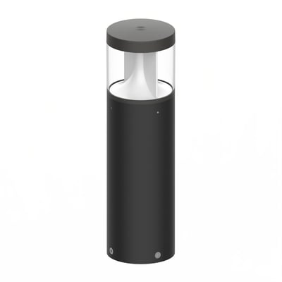 Grå Ledvance Urban Bollard Cone bedlampe med cylindrisk form, flad top og lysåbning under lampens låg.