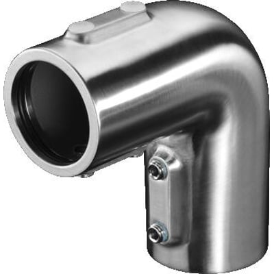 Rittal CP 40 vinkelstykke 90° i rustfrit stål med skruefastgørelse på mørk baggrund.