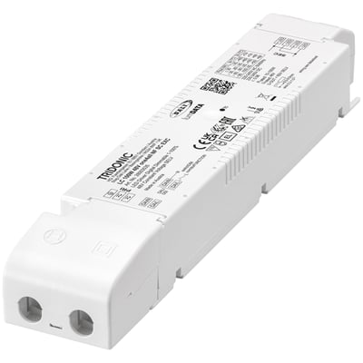 Tridonic DALI-2 LED driver LC 100W 48V one4all NF SC EXC SP i hvidt kabinet med tydelig mærkning og QR-kode.