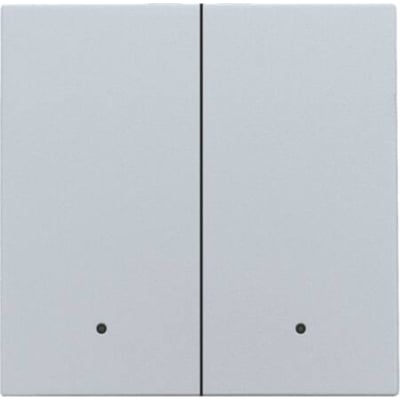 Niko Smart tangent med linse til 2-tryk afbryder i sterling, med diskret LED-indikator på hver knap.