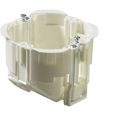 Halogenfri indmuringsdåse til kabler, 1 modul, fra ABB-Hafobox med 82 mm diameter og monteringsskruer.
