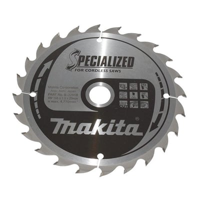Makita rundsavklinge, 165x20mm med 24 tænder, 1.5mm tyk optimeret til snit i træ på akku save.