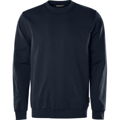 Fristads Green sweatshirt GOS 131158 i mørk marineblå bomuld med rund hals og ribstrikket kant, størrelse 3XL.
