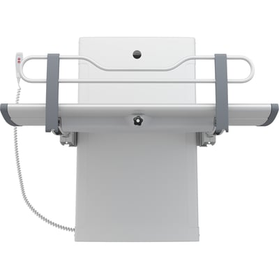 Pressalit SCT 3000 bruseleje i antracit, elektrisk højderegulérbart med støttegreb, 1410 x 1057 mm.