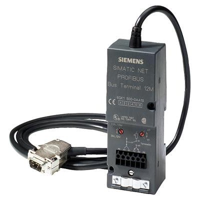 Siemens Simatic Net Profibus bus terminalmodul 12M med 1.5 m tilslutningskabel og D-sub stik i grå plast.