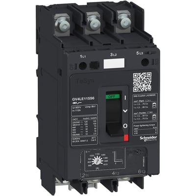 Schneider Electric TeSys GV4LE115S6 motorværn med magnetisk afbryder, 3,5A indstillingsområde og 115A mærkestrøm.