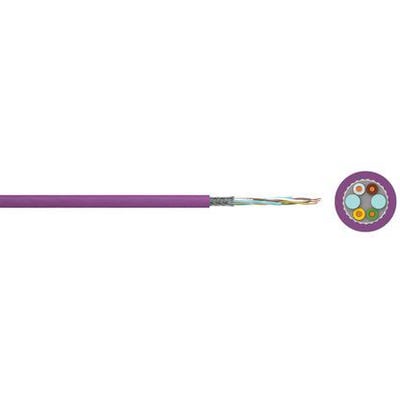 CAN-BUS-FIX PVC UL/CSA violet kabel med 2x2x0,22 dimensioner, viser det indre med farvekodede ledere og ydre PVC-isolering.