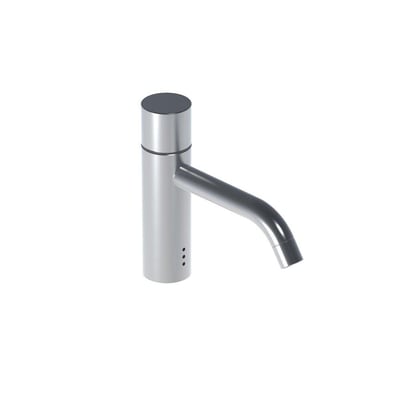 Vola elektronisk servanteventil i forkromet messing med et 150 mm fast tud, ideel til koldt vand og berøringsfri betjening.