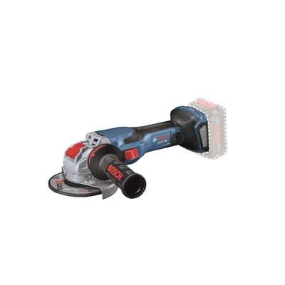 Bosch GWX 18V-15 C 18V batteridrevet vinkelsliber med X-LOCK og ProCORE18V batteri, præsenteret på hvid baggrund.