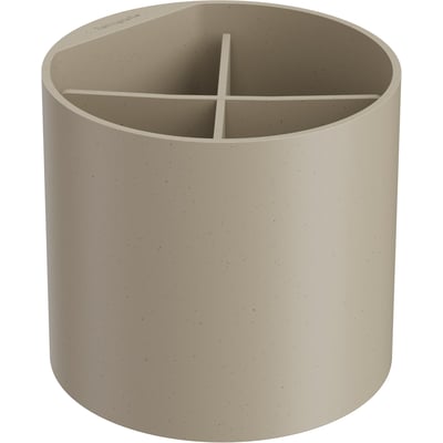 Hansgrohe bæger med fire rum i beige, mat overflade og diskret brandnavn øverst. Måler 126x126x108 mm.