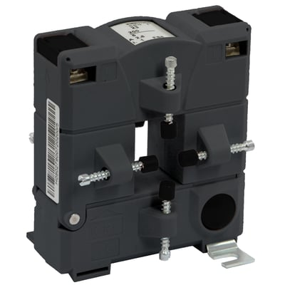 Schneider Electric split core strømtransformer type GD til 250 A / 5 A, mørkegrå, med synlige skruer til montering.