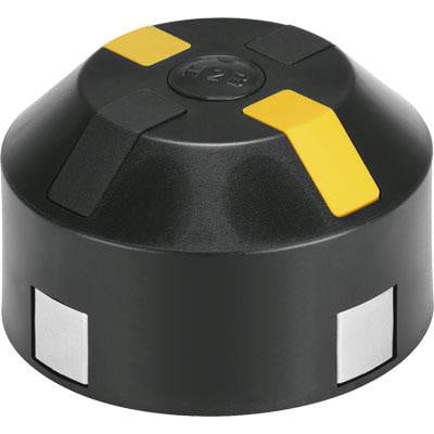 Festo positionsindikator SASF-S2-B-F-A34 i sort plast med gule markeringer og sølvfarvede firkanter på siden.