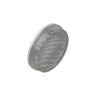 Rund, klar prismereflektor fra Carlo Gavazzi med facetteret overflade, Ø25 x 5 mm, til påklæbning.