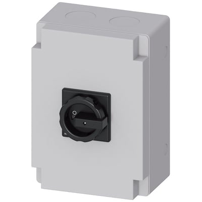 Siemens SENTRON 3LD2 hovedafbryder, 3-polet 100 A og 37 kW, med gråt kabinet og sort drejegreb.