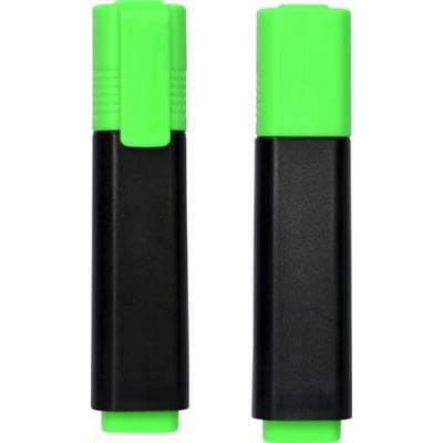 Antalis Q-Line tekstmarker i grøn, vist som et par af markere med sorte kroppe og grønne hætter på hvid baggrund.