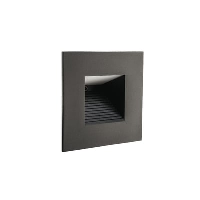 Nærbillede af SG Armaturen Capella Isosafe vægspotlight, viser den sorte teksturerede aluminiumsfinish og indbygningsdesign.