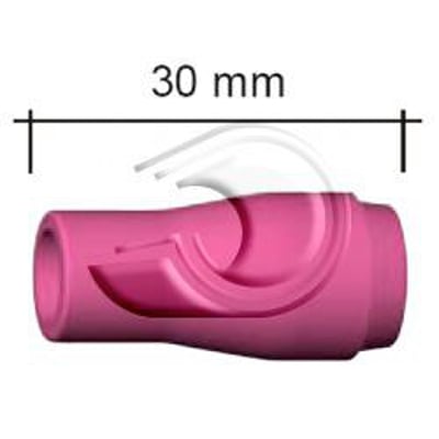 Abicor Binzel keramisk gaskop nr. 5 med angivet længde på 30 mm, viser en åbning på Ø8.0 mm til SR 9/20 svejsebrændere.