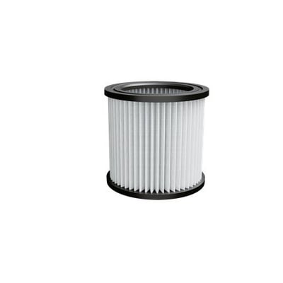 Nilfisk filter til Multi L og Buddy LL med cylindrisk, hvidt filter og sorte kanter.