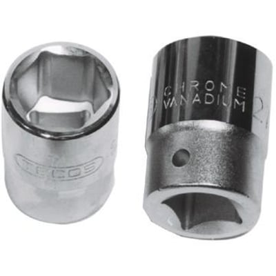 Wareco Tecos 3/4" 36mm 6-kant topnøgle i blank krom vanadium stål, vist fra to vinkler.