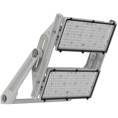 Ledvance Floodlight Max LED-projektør i grå med to rektangulære lysmoduler og justerbart monteringsbeslag.